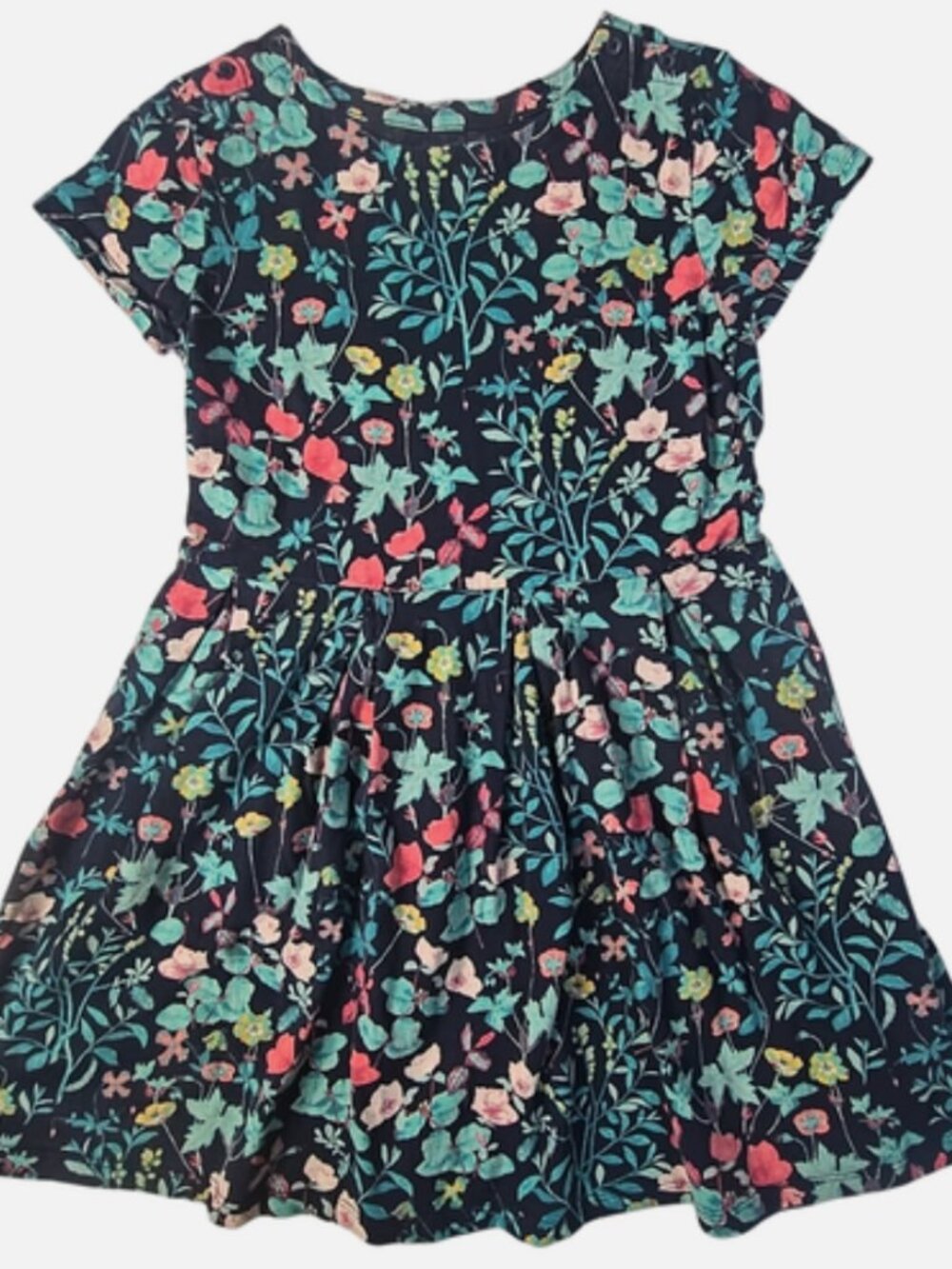 Gap Kids Girls Short Sleeve Black Tropical Floral Dress Size XL/12 Fit & Flare